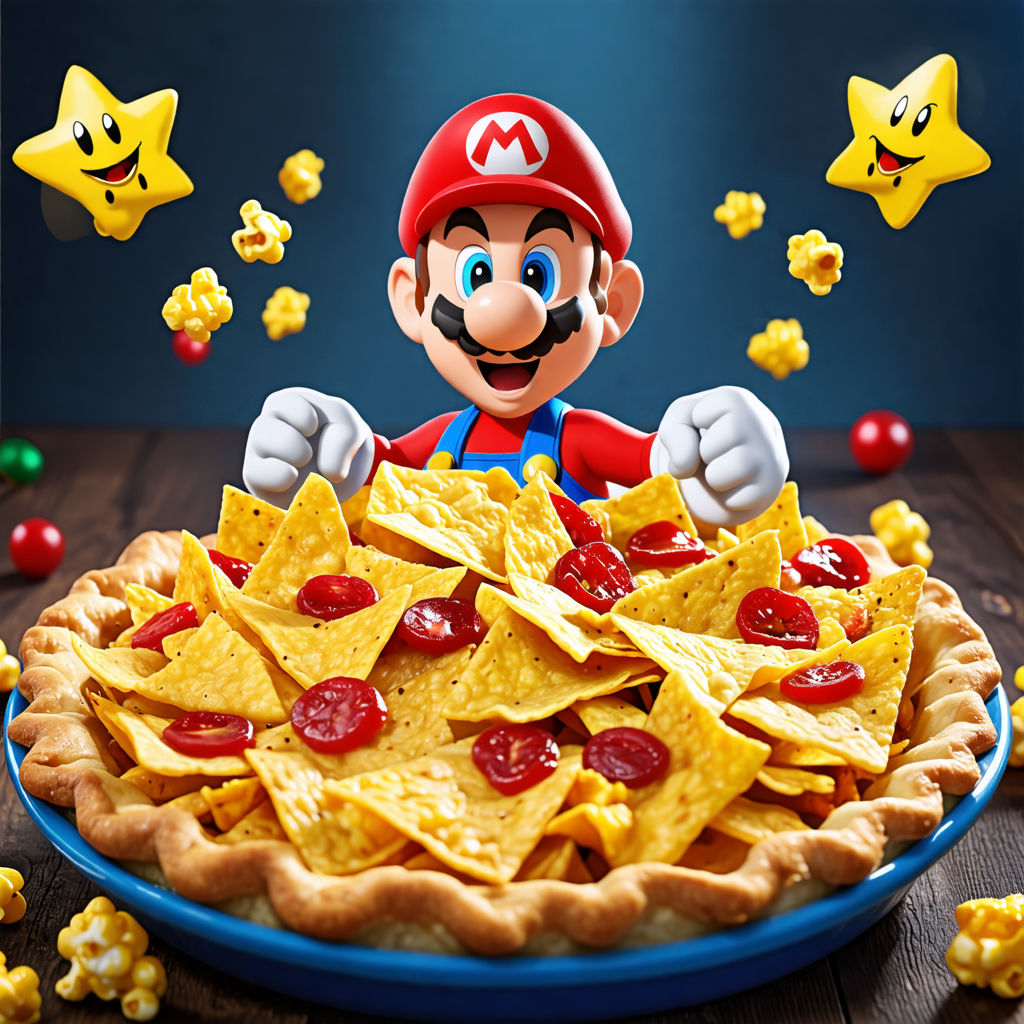 pie, nachos, super mario, spider, popcorn